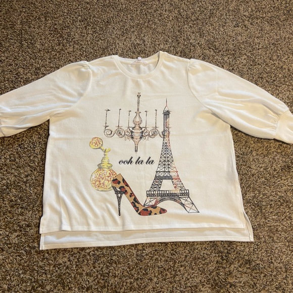 KISS & FLY Sweaters - KISS & FLY Paris Themed White Sweater